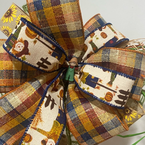 Fall scarecrow Wreath,Scarecrow Hat Wreath,Fall Decor,Fall Wreath - Picture 3 of 5